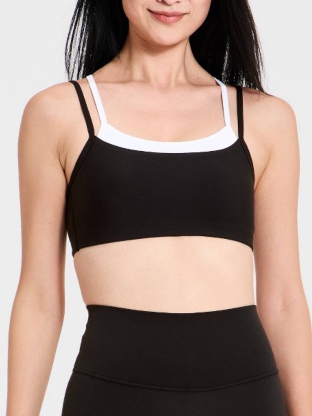 All in Motion Black and White Strappy Crop Tank Top